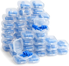 Silicone Reusable Ear Plugs, 50 Pair in Plastic Cases, Comfortable, Protection