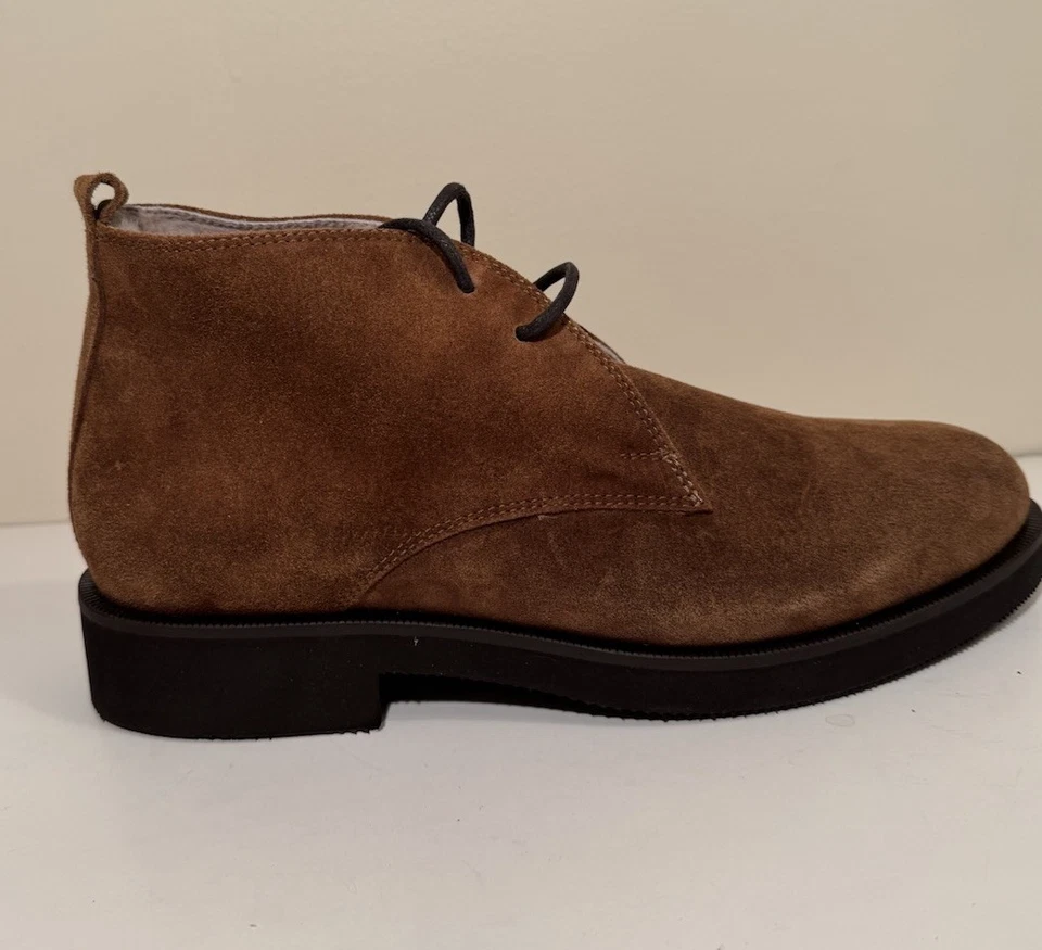 Botas masculinas de couro italiano Rakoh deserto tamanho 8/41 sapatos de camurça forrados shearling - Imagem 2 de 4
