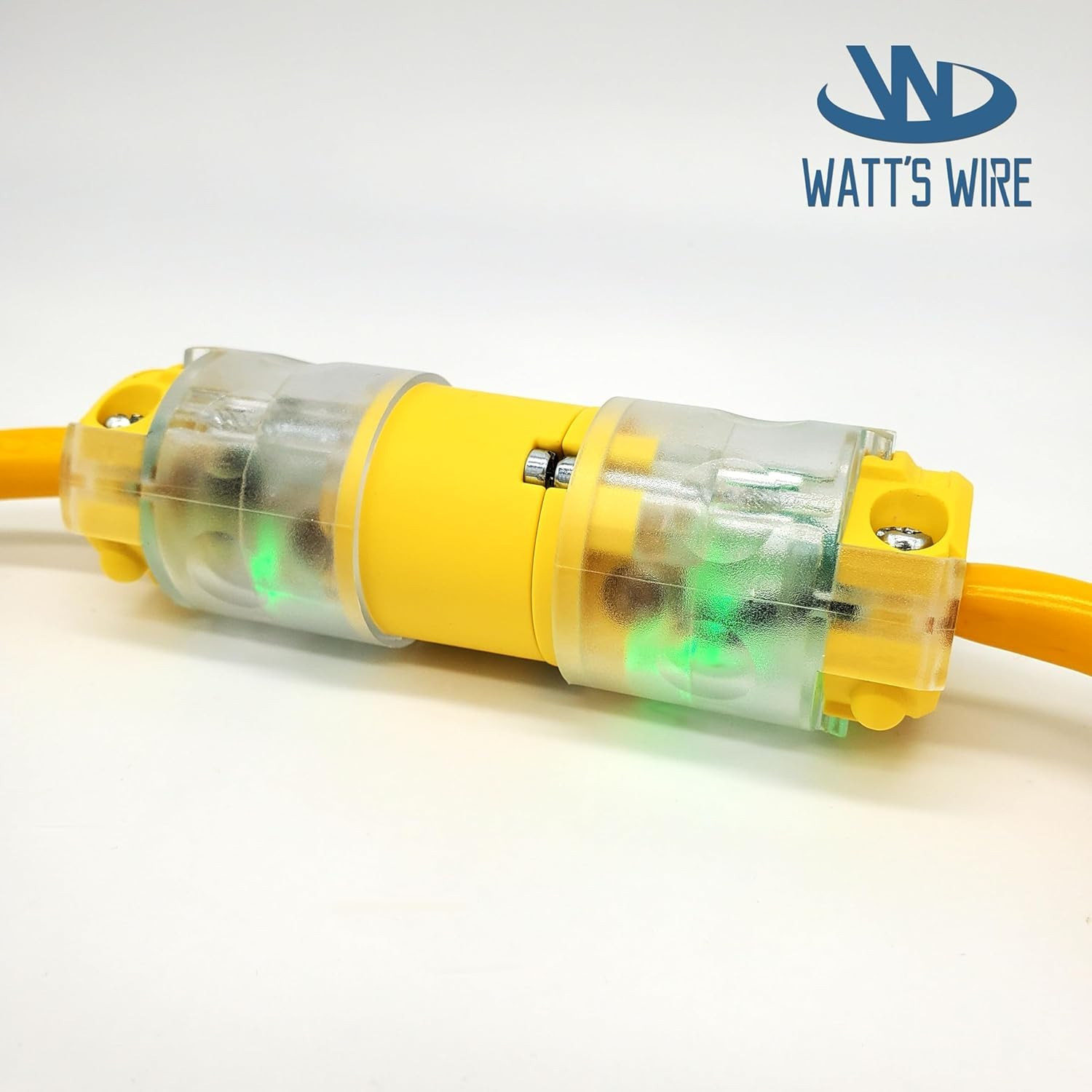 Extension Cord Ends Male and Female 1 Set, 15 Amp 125 Volt NEMA 5-15 Yellow