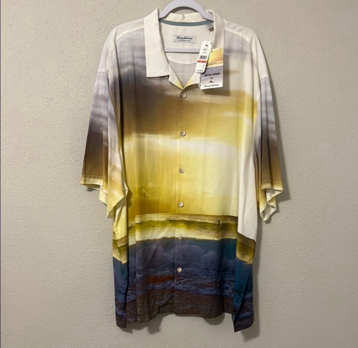 Tommy Bahama Mens Yellow Multicolor The Veracruz Cay Sunset Shirt Size 3XL New