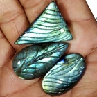 141.00 Cts 100% Natural Carved Labradorite Mix Cabochon 3 PCs Lot Gemstone UT352