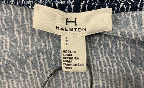Halston Women's Classic Navy Short Sleeve Faux Wrap Dress - Size L - Picture 3 of 6