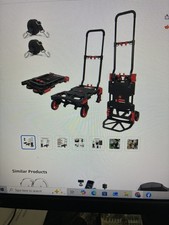 Folding Hand Truck 330lbs Capacity Heavy Duty Dolly Cart with 2 Elastic Bunge...