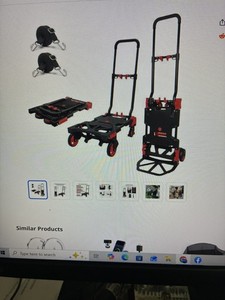 Folding Hand Truck 330lbs Capacity Heavy Duty Dolly Cart with 2 Elastic Bunge...