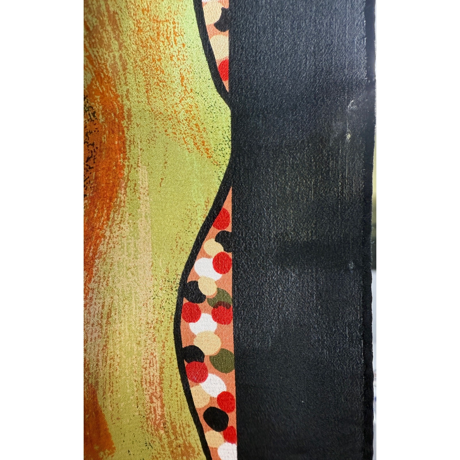 RARE Betty Egan silk scarf by Oroton Aboriginal artwork with rolled hem 35" image 5