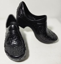 Dansko Pixie Floral Molded Black Rubber Clogs Slip Resistant Size 6.5-7/ EU 37