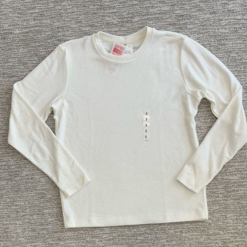 Camiseta Uniqlo Heattech polar cuello redondo manga larga para mujer talla pequeña blanco roto - Imagen 8 de 8