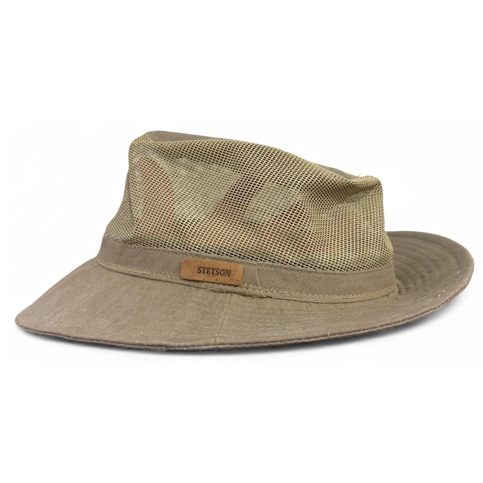 Vintage Stetson Safari Boonie Hat Mens M Medium Tan Mesh Sun Protection