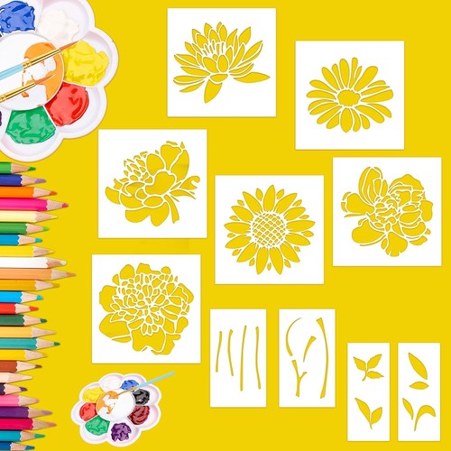 10 piezas plantillas de flores grandes para pintar, plantillas florales de 14 pulgadas dibujo... - Imagen 4 de 7