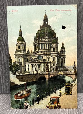 Vintage Berlin Cathedral Postcard Germany Der Dom Spree Antique Mailed 1910s Era