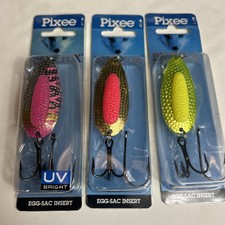 3 Blue Fox Fishing Spoon Egg-Sac Salmon Trout Lure 7/8 Vintage New Old Stock
