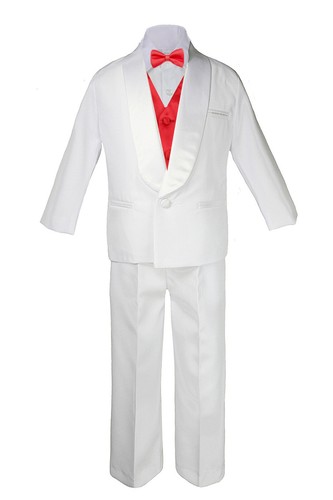 7 pz tuta scialle bianco scialle ragazzo adolescente + gilet colore raso e cravatta con fiocco taglia 4T-20 - Foto 9 di 28