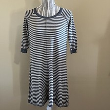 BDG Women’s 1/2 Sleeve Striped Gray Taupe Knit Boho Flare Short Mini Dress S