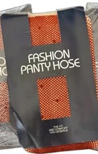 VTG 80s Fashion Fishnet Dot Pantyhose Deep Red/ Maroon Size B/C