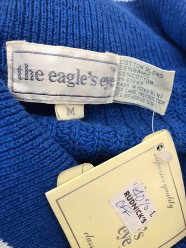 NWT Eagle's Eye NOS Collared Sweater Blue White Stripe Free US Shipping - Picture 5 of 12