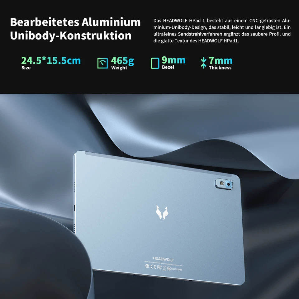 Headwolf WiFi Android 12 Tablet 10.36 Zoll 16GB+128GB 8-core Widevide L1 4G LTE - Bild 4 von 4