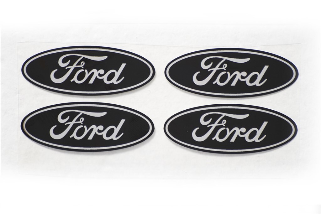 4FORD CENTER CAP LOGOS BLACK OVAL DECALS VINYL F150 F250 MUSTANG FOCUS