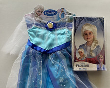 Disney Frozen Elsa Girls Size Small 4-6x Halloween Costume Dress Wig Bundle