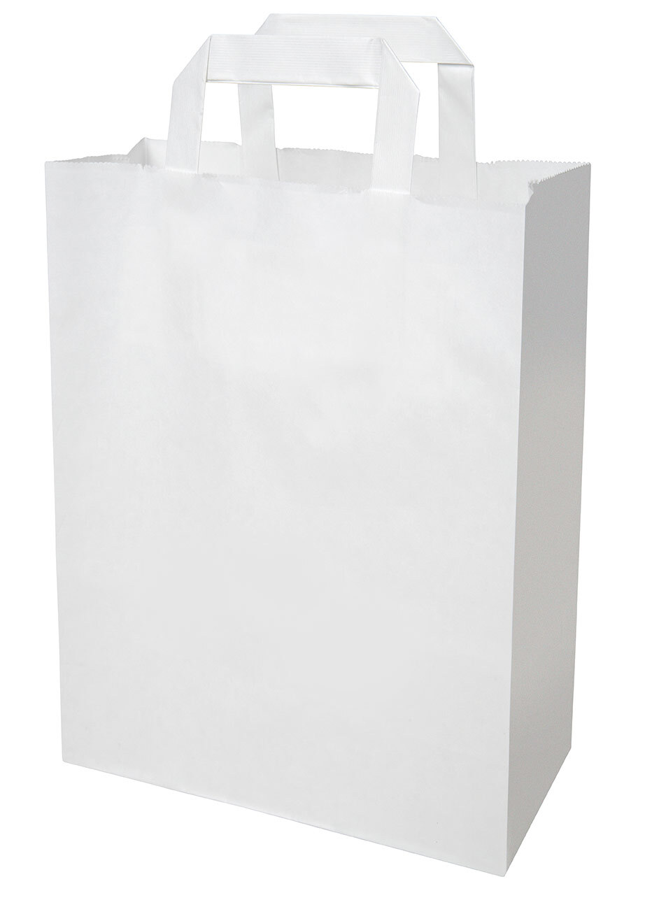Papiertragetaschen Mit Flachhenkel „Punkte“ In Schwarz – 10 Stück, 22 X 10 X 31 Cm, 80–100 G/m² Stärke