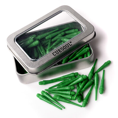 100 Punte Morbide Per Freccette CUESOUL – Verde Chiaro 32mm – Filetto 2BA Per Soft Tip Darts