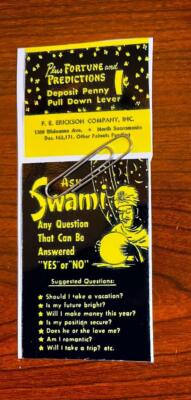 Front Replacement Sign for Ask Swam i Coin Operated Fortune Teller in Yellow