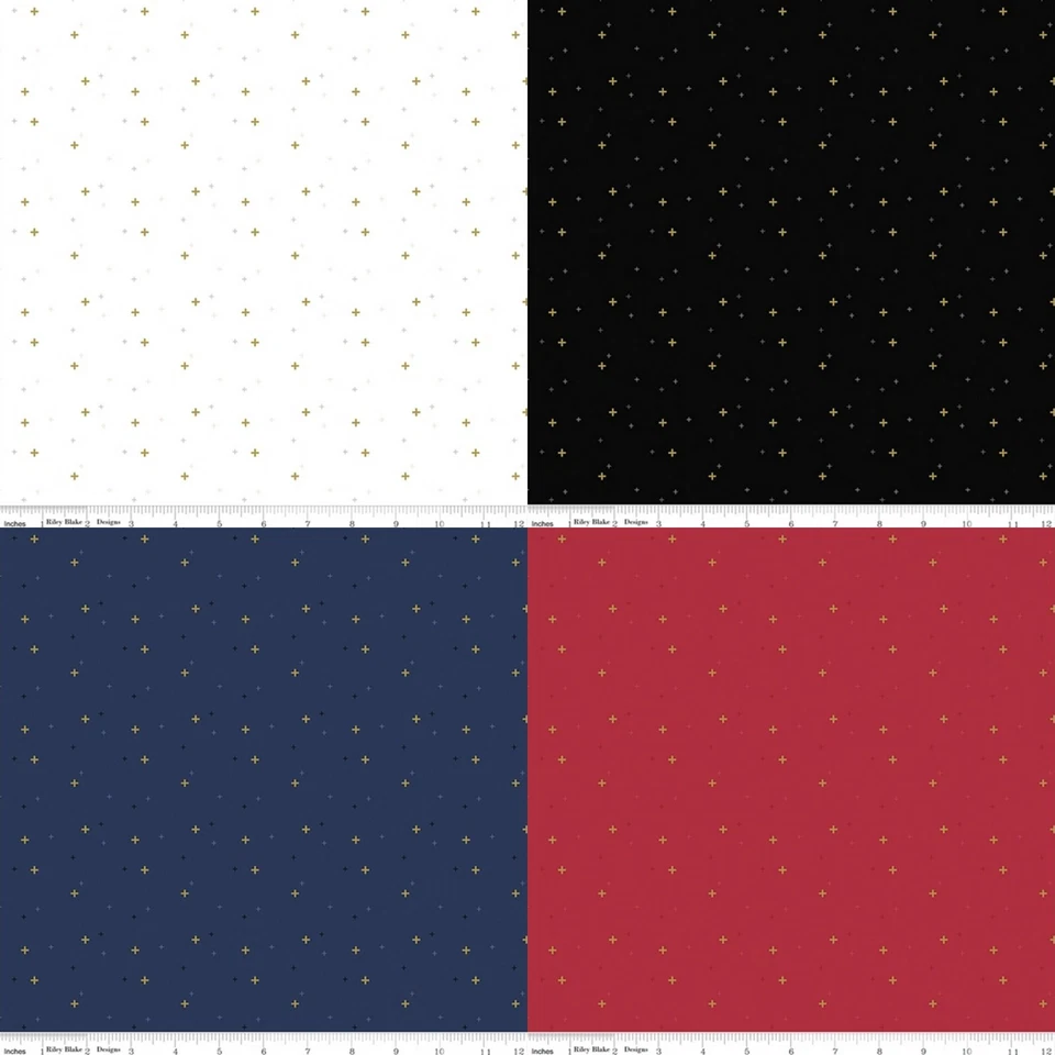 Sparkler Basic Fabric 112cm wide 100% Cotton Metallic Designer Riley Blake 4 Col