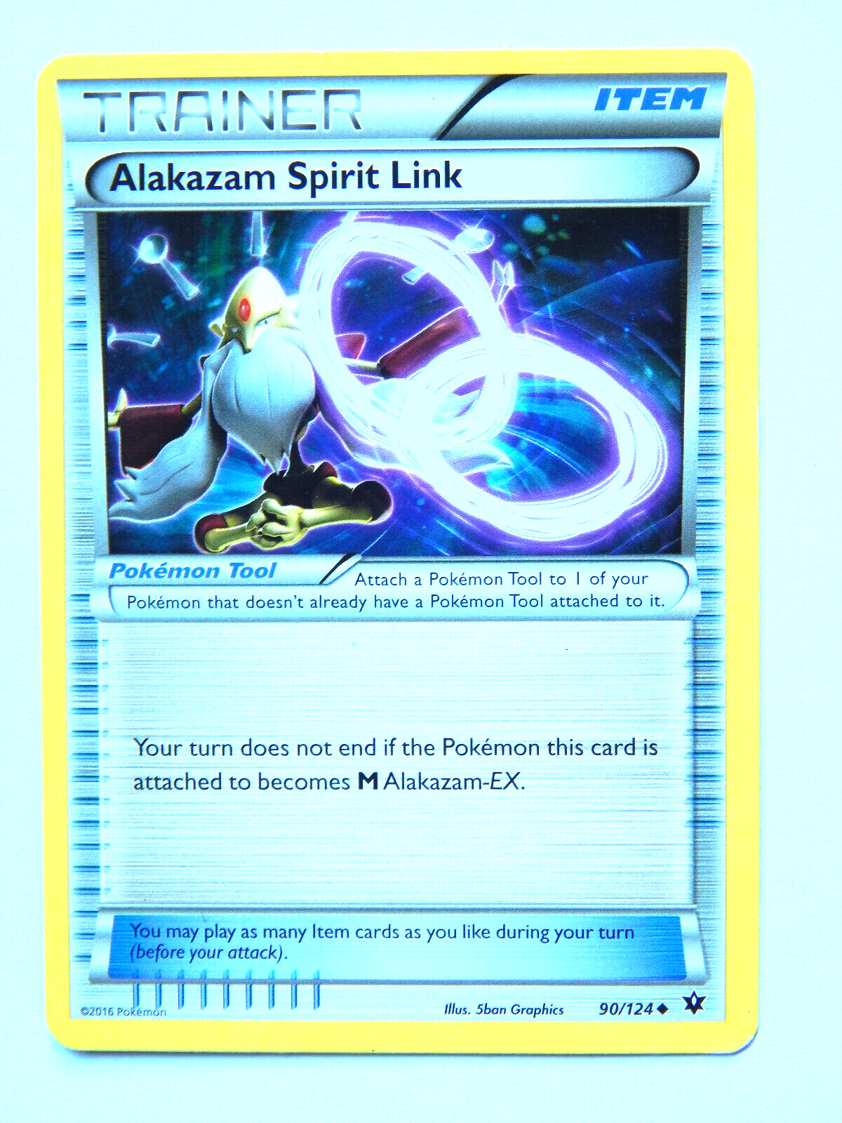 Alakazam Spirit Link 90/124 (LP, Pokemon Card, Fates Collide, Item, Uncommon)