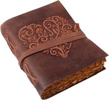 Antique Handmade Deckle Edge Vintage Paper Leather Bound Journal Book of Shadows