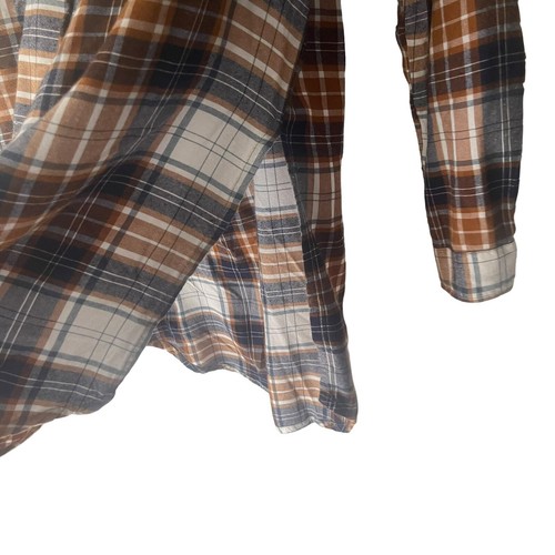 Jag Women's Size Medium Plaid Brown Blue Button Tunic Top - Picture 4 of 10