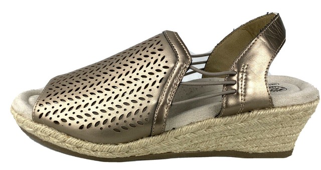 Earth Spirit Gelron Cushion Size 11 Metallic Bronze Gold Wedge Sandal | eBay