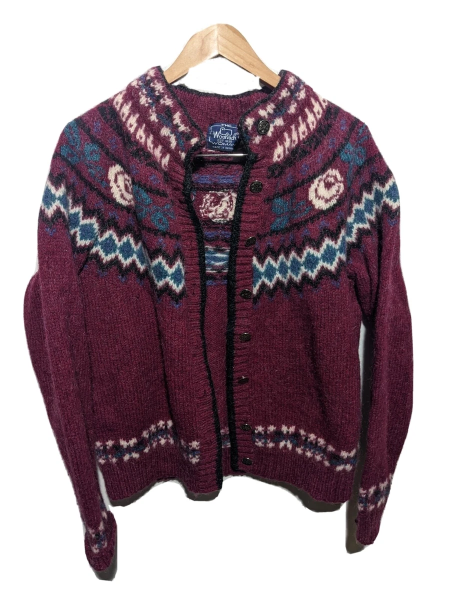 Vintage Woolrich Women s Wool Cardigan Sweater Nordic Fair Isle
