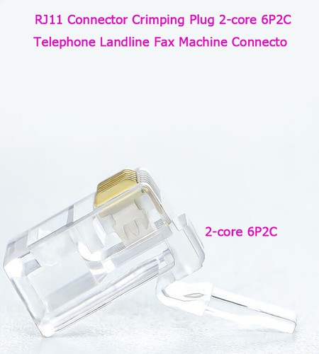 Connecteur RJ11 Fiche à Sertir 2 cœurs 6P2C Téléphone Fixe Télécopieur Connecteur - Photo 2/8