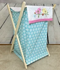 Love Birds Hamper by NoJo Blue Pink and Yellow w/ Removable Laundry Bag