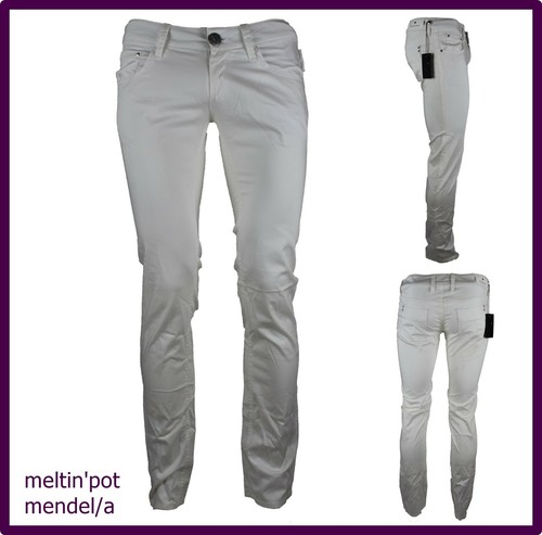 meltin pot pantaloni jeans da donna elasticizzati a vita bassa estivi  bianchi 42 | eBay