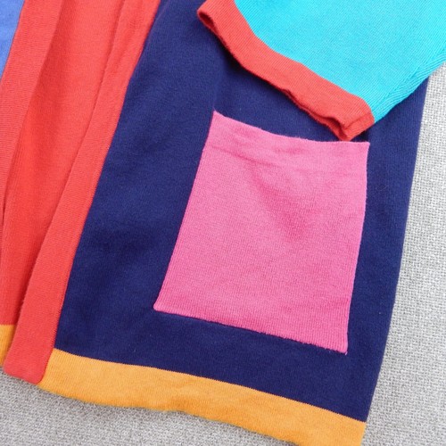 Carole Little Sweater Womens Medium Oversize Cardigan Color Block Art Vintage M - Picture 3 of 9
