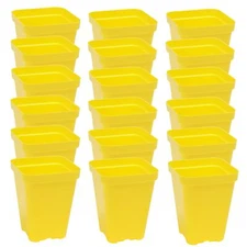 SUNPACK 3.3" x 3.3" Seed Starting Square Insert Pot, Yellow, 4" (Pack of 18)