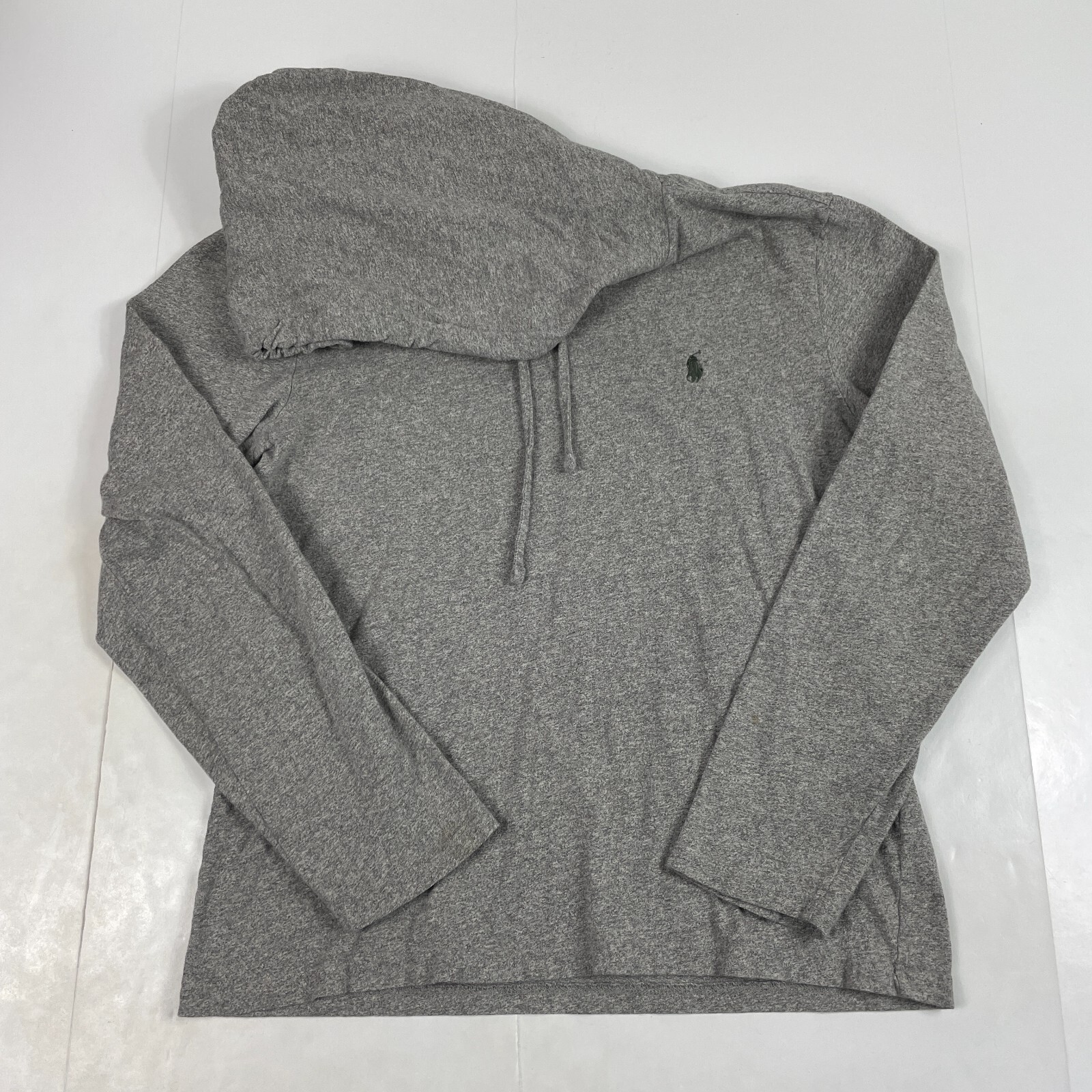 Polo Ralph Lauren camicia uomo piccola grigia con cappuccio manica lunga golfista golf pony