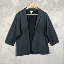 Chico Open Front Blazer Womens Size 1 Black Long Sleeve