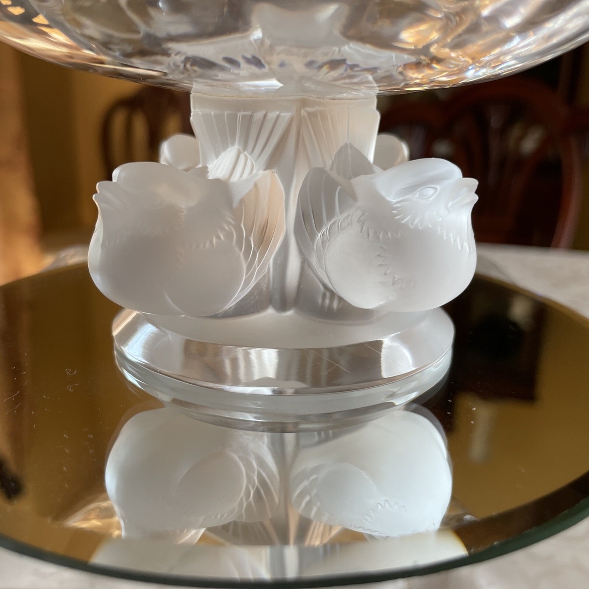 Lalique Signed Bowl Sparrow Pedestal Candy Dish Style # 11051 | eBay
