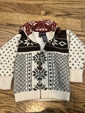 Polo Ralph Lauren Boys Snowflake Full-Zip Sweater Sz 4t RARE