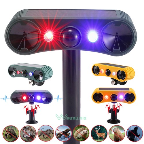 Animal Repeller Ultrasonic Solar Power Outdoor Pest Cat Mice Deer Sensor 4 Modes - Picture 2 of 35