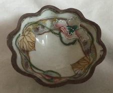 Nippon Porcelain Footed Open Salt Cellar w/Elaborate Handpainted Design - 2 3/4"