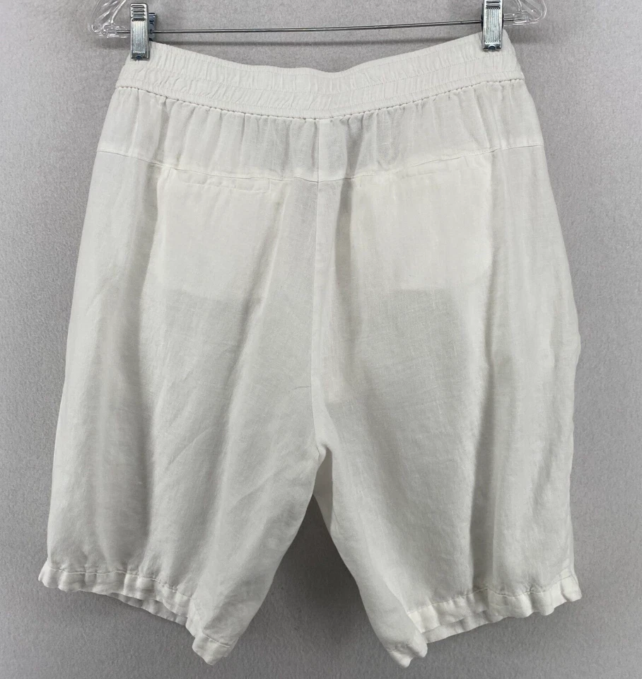 Pantalones Cortos EILEEN FISHER XL Lino Orgánico 10" Bermudas Caminar Blanco Foto 2 de 4