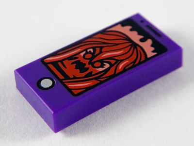 LEGO Minifigure Smart Phone Purple Tile Ghost on Screen Hidden Cell Phone