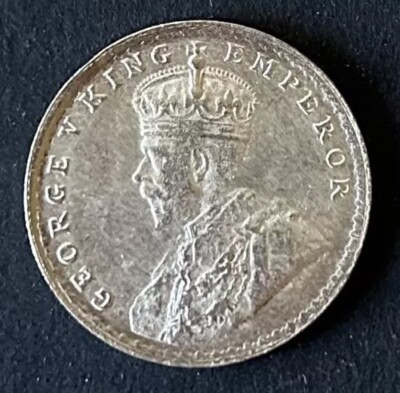 1919 Rare 1 Rupee British-India King George V Coin KM#524 Silver