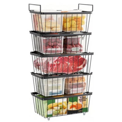 Ispecle Chest Freezer Baskets 5 Pack Stackable Freezer Organiser Ches Over 198L
