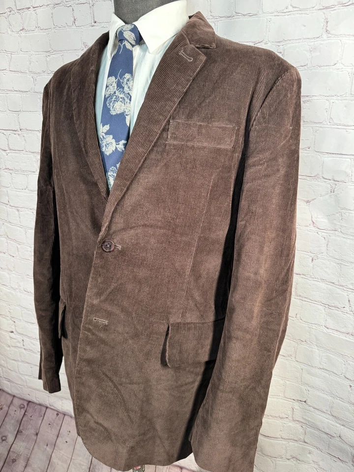 DKNY 男式棕色 COTTON CORDUROY REG 适合运动外套西装外套,尺寸 42L — 第 2/4 张图片