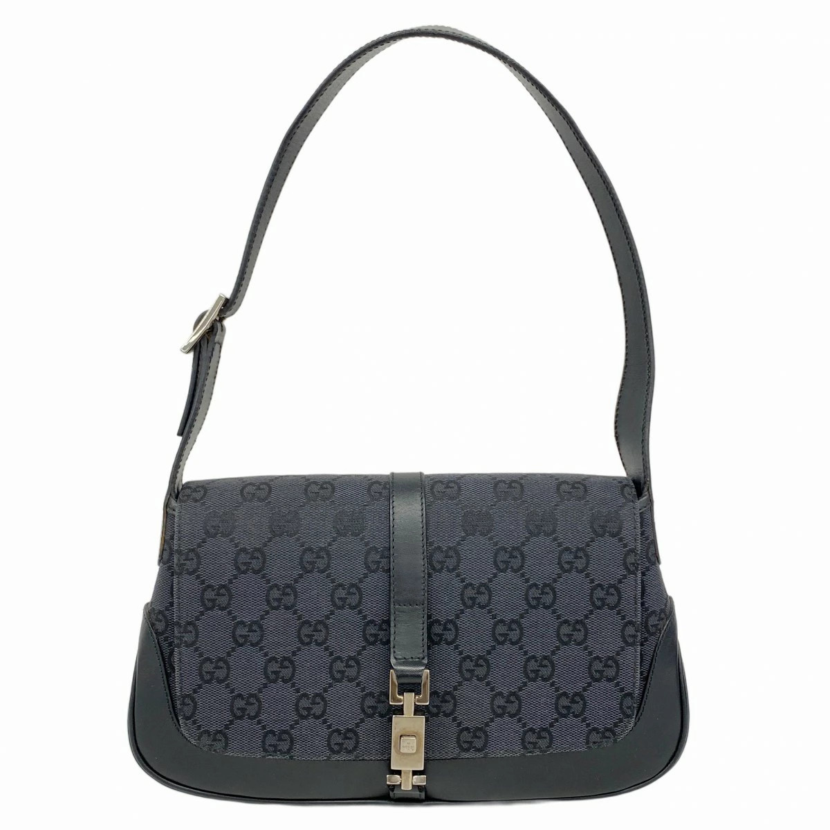 Gucci Jackie Shoulder Bag Canvas Black Silver 001 3824