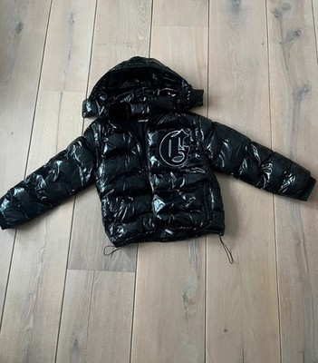 Corvidae schwarze glänzende Pufferjacke