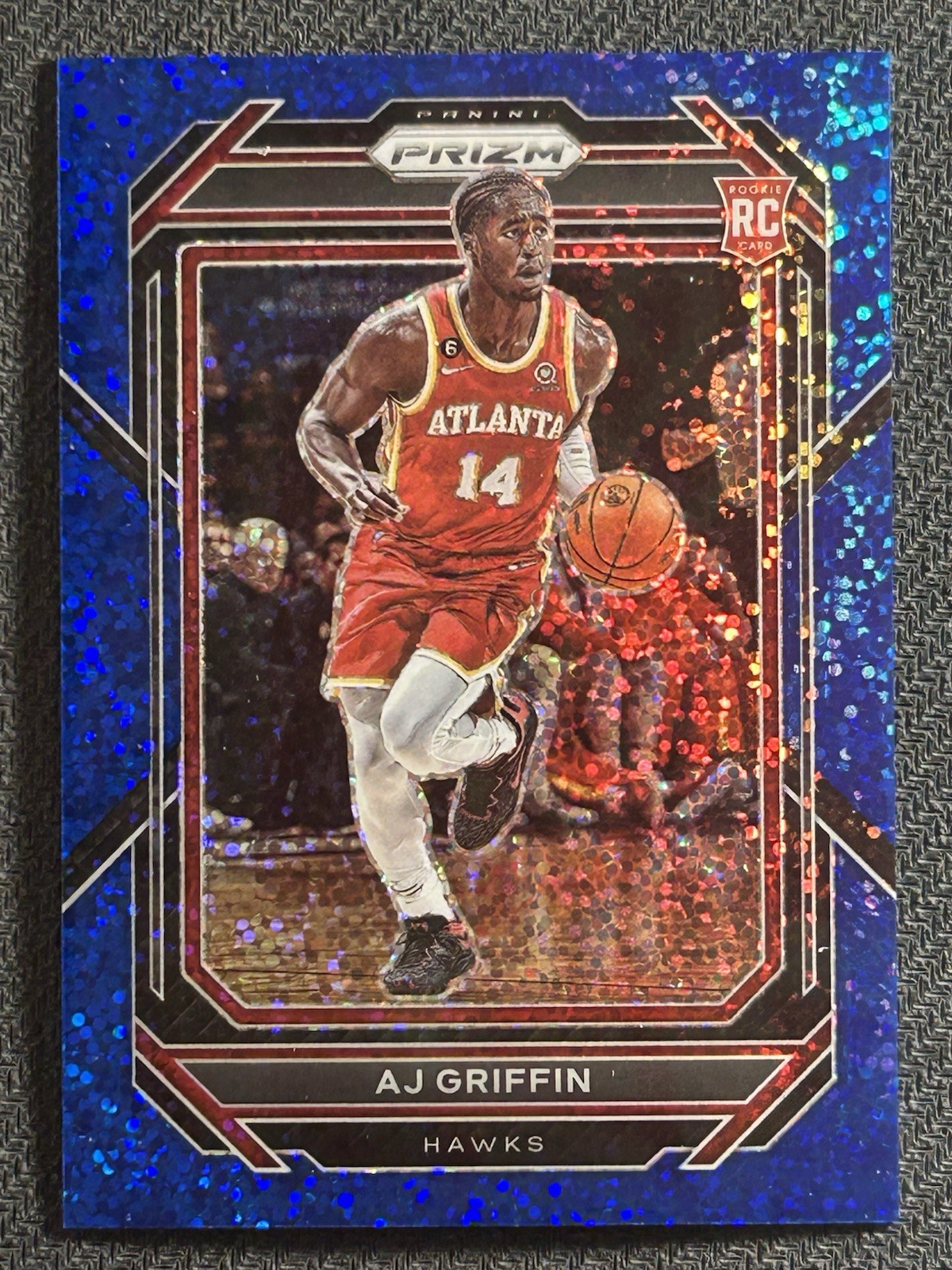 2022-23 Panini Prizm Aj Griffin Rookie Blue Sparkle SSP /144 Atlanta Hawks #248